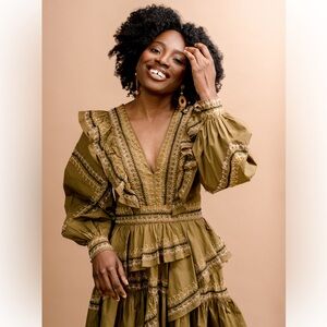 Ulla Johnson Anais Embroidered Ruffle Mini Dress